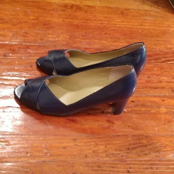 Terry Lewis Blue Open Toe Heels Sz 9.5W - Picture 5 of 6